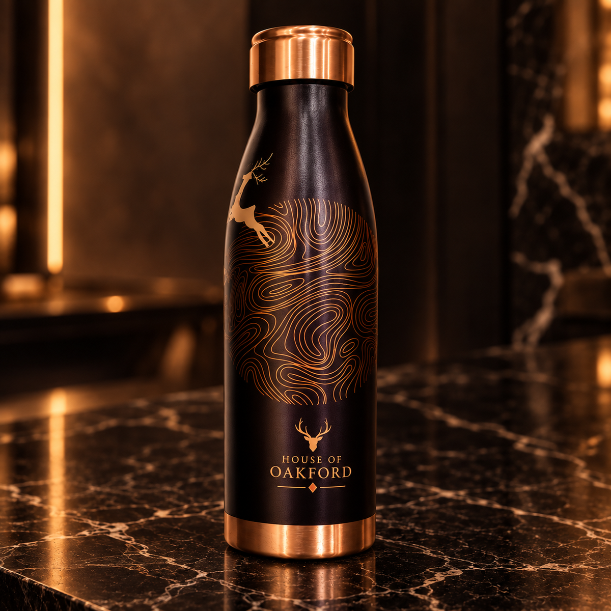 HOUSE OF OAKFORD CuOne UV Embossed Premium Copper Bottle Gift Set