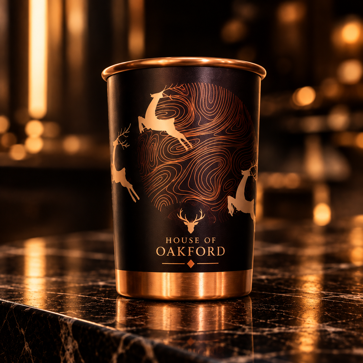 HOUSE OF OAKFORD CuOne UV Embossed Premium Copper Bottle Gift Set