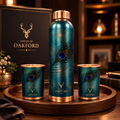 HOUSE OF OAKFORD Royal Peacock CuPro UV Embossed Copper Bottle & Tumbler Gift Set