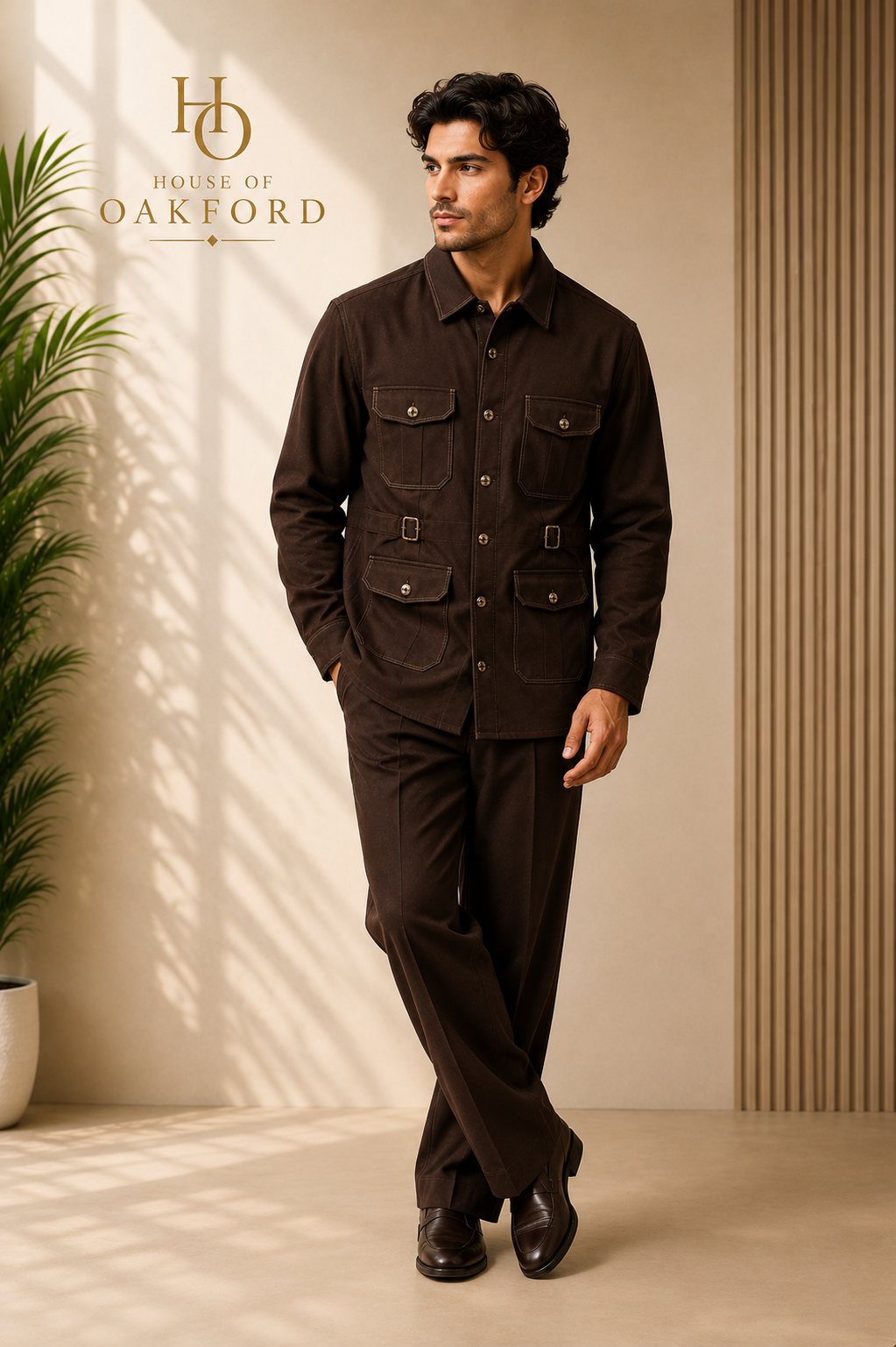 House of Oak Ford Jodhpuri Hunter Co-Ord Set – Chocolate Brown