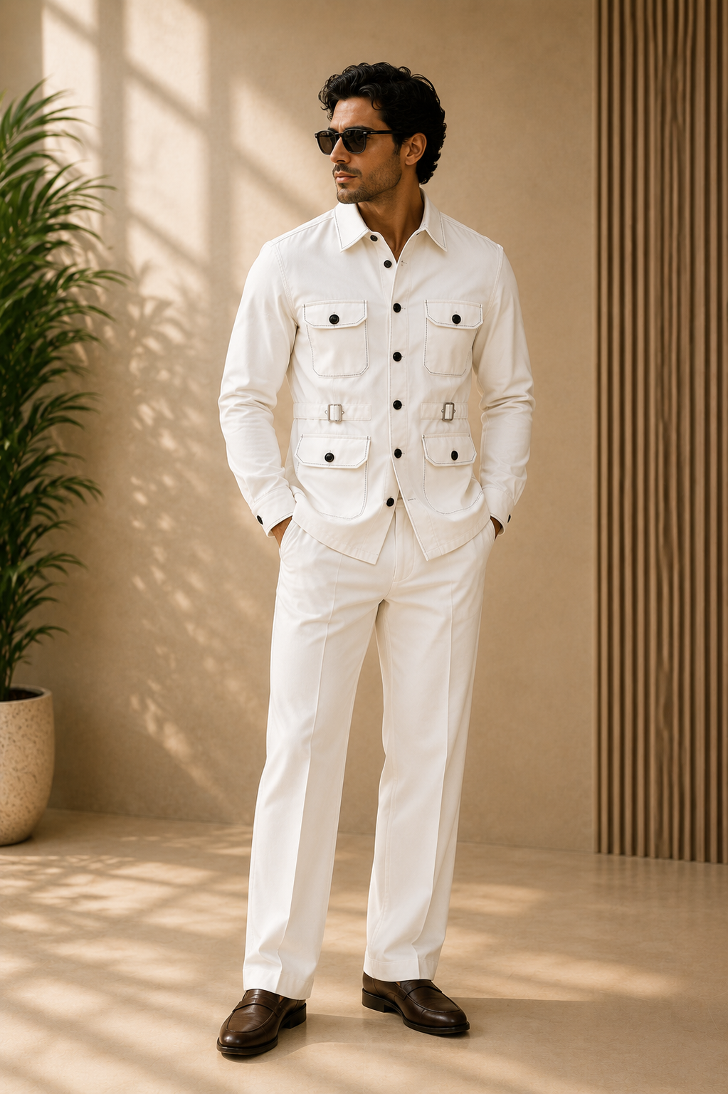 House of Oak Ford Jodhpuri Hunter Co-Ord Set – Ivory White
