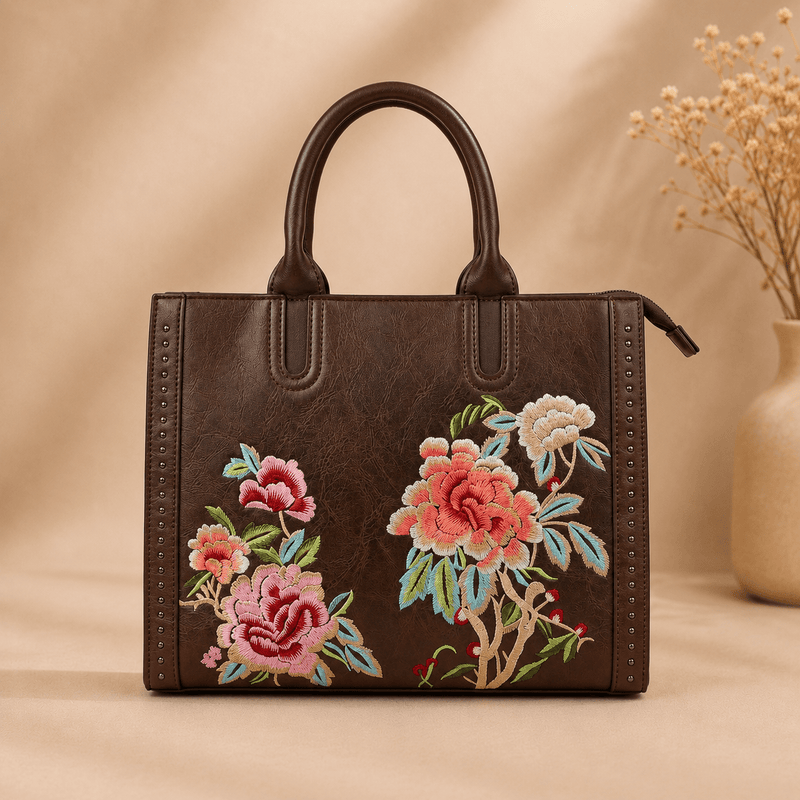 CHERYL Bags Floral Embroidered Classic Handbag - OAK FORD