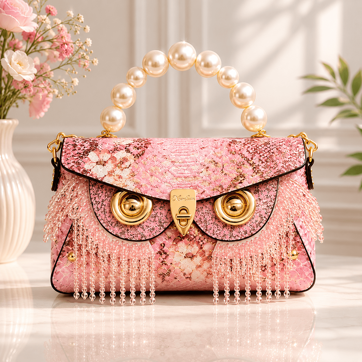 Women's Pearl Handle Designer Hand Bag - OAK FORD